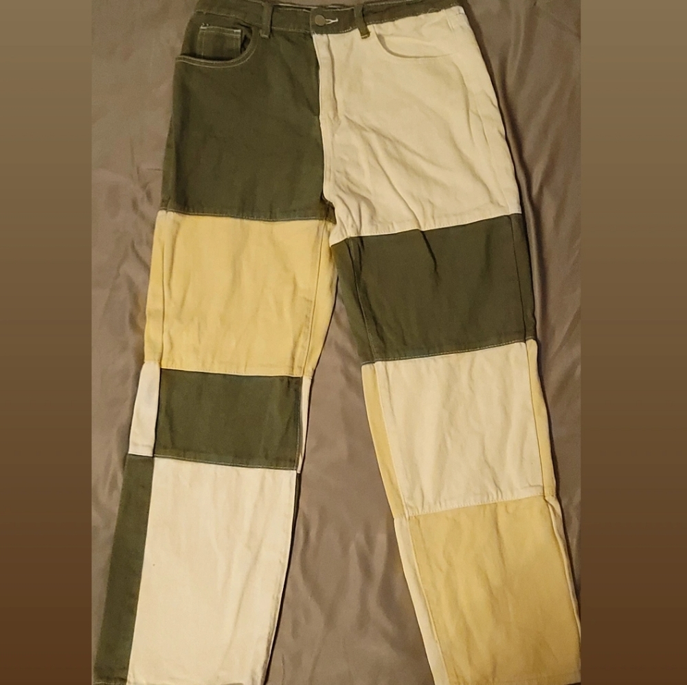 Multi-colored straight leg jeans